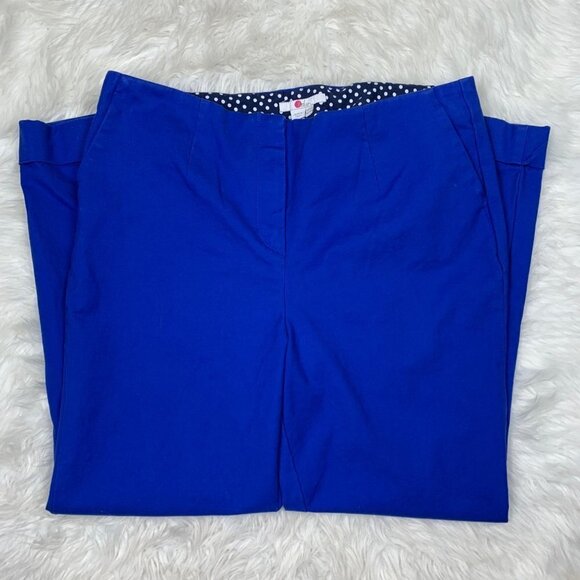 Boden Kensington Pants Blue Size 10R Stretch Cotton Turn-Up Hem Trouser Style - Picture 2 of 9